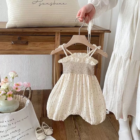 JS - Body 2 dây đùi be chun ngực chấm bi nâu(66-80)