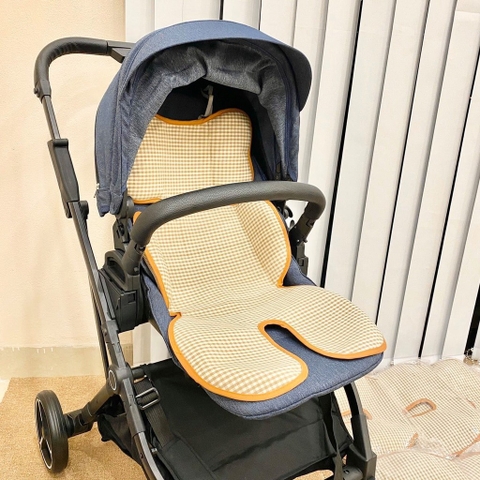 VBB - LÓT XE ĐẨY CÓ NỆM 3D KẺ CARO NÂU