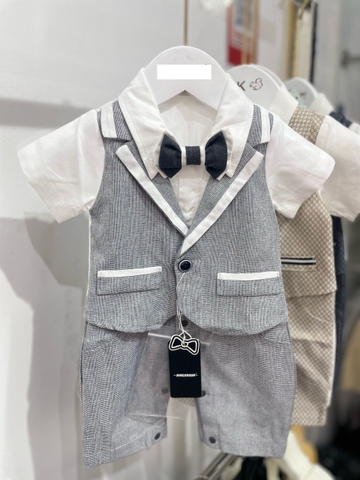 MT - Body công tử kẻ ghi nơ đen(0-18M)