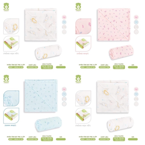 MIPBI - KHĂN QUẤN VÀ TẮM 100% SỢI TRE 3 LỚP