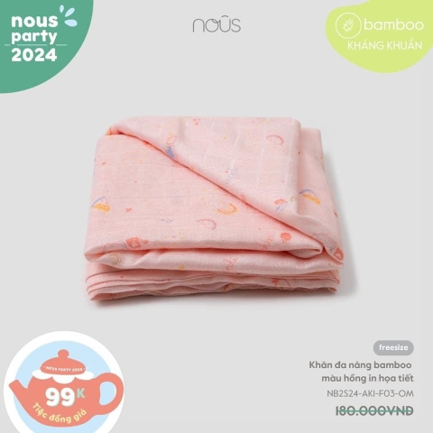 NOUS - KHĂN ĐA NĂNG BAMBOO HỒNG IN HỌA TIẾT