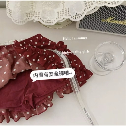 TL - Set áo 2 dây ren chân váy đỏ chấm bi(80-130)