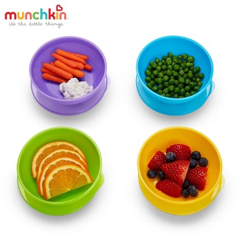 MUNCHKIN - BỘ 4 BÁT ĂN CHỐNG ĐỔ KÈM 2 THÌA - MK43867