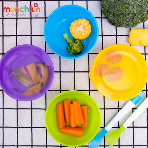 MUNCHKIN - BỘ 4 BÁT ĂN CHỐNG ĐỔ KÈM 2 THÌA - MK43867