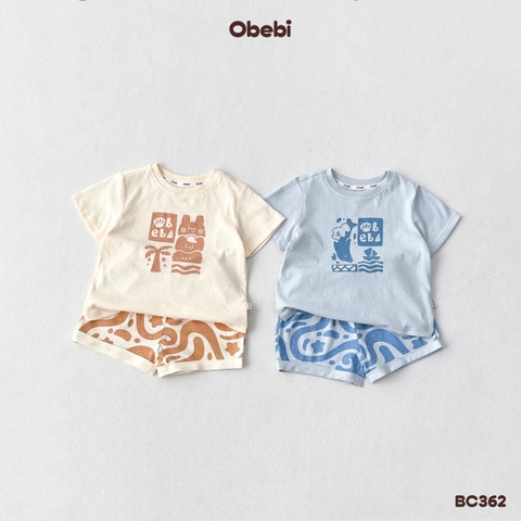 OBEBI - Bộ cộc trẻ em biển cả phối màu quần OBEBI (73-120)