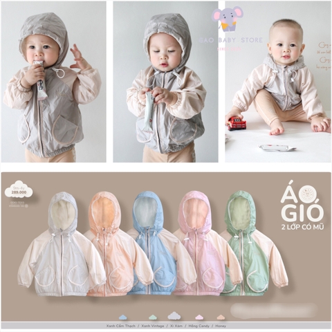 HRNEE - ÁO GIÓ 2 LỚP CÓ MŨ