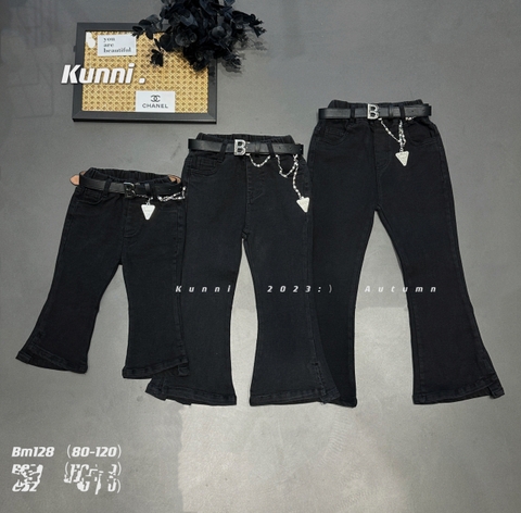 MT Quần Jean đen ống loe trơn (S80-120)