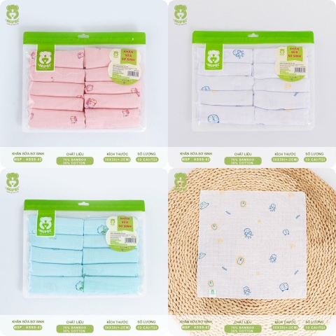MIPBI - KHĂN SỮA SƠ SINH 2 LỚP KSSS-02 (70% BAMBOO+30% COTTON)