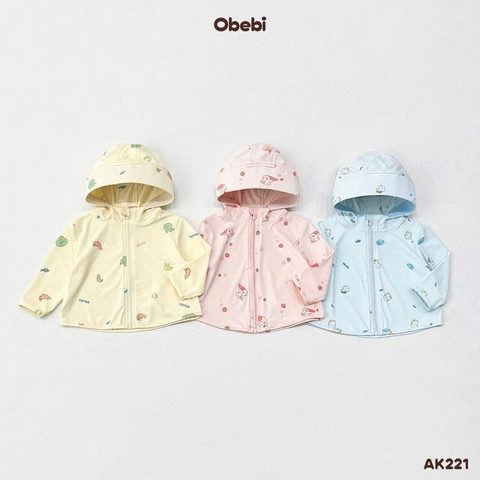 OBEBI - Áo khoác chống nắng vải thun chống tia UV họa tiết sinh vật biển OBEBI (66-110)