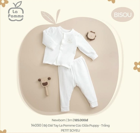 LA POMME Bộ dài tay cúc giữa Puppy(NB-3M)