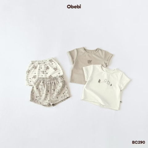 OBEBI - Bộ cộc quần hoạ tiết(66-110)