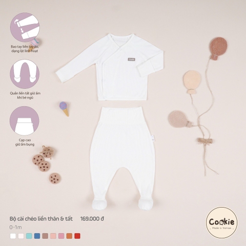 COOKIE Bộ cài chéo liền thân&tất NB