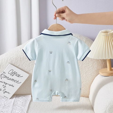 JS - Body Polo cotton xanh hoa tiết gấu(66-80)