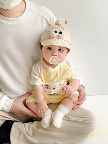 JS - Body cotton vàng tay trắng 3 Gấu(66-80)