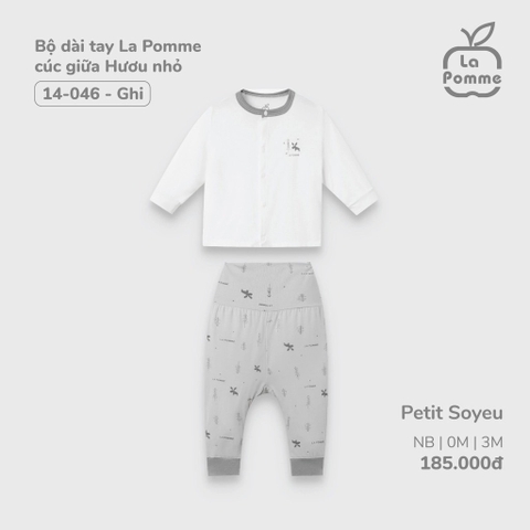 LA POMME Bộ dài tay cúc giữa Hươu nhỏ 3-6M