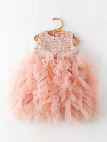 MT Váy hồng tầng đính nơ(5-13)