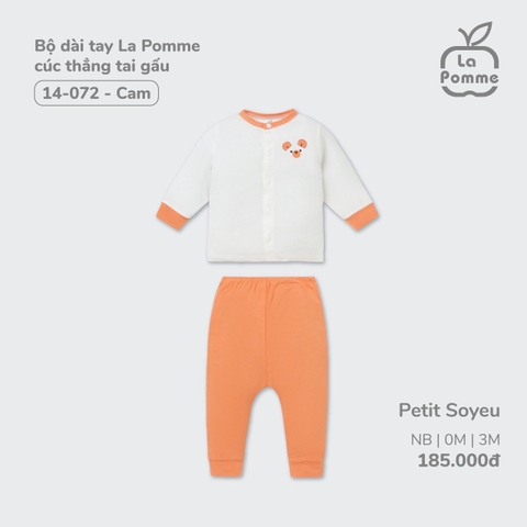 LA POMME - Bộ dài tay cúc thẳng tai gấu(NB-6M)
