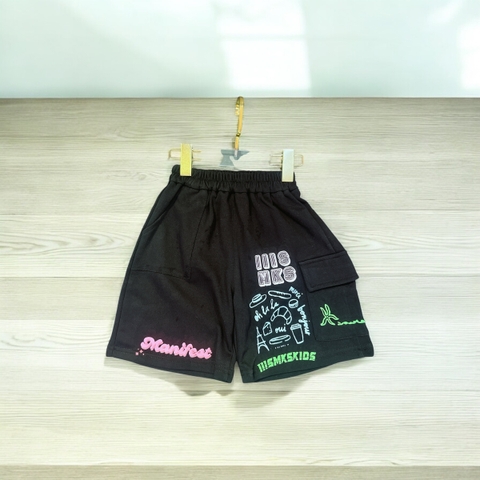 TL - Quần short đen in hoạ tiết(90-140)