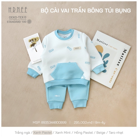 HRNEE Bộ cài vai chần bông túi bụng(S6-4Y)