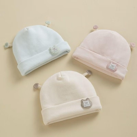 SP - Mũ cotton đính gấu(0-6M)