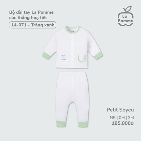 LA POMME - Bộ dài tay cúc thẳng hoạ tiết(0-6M)