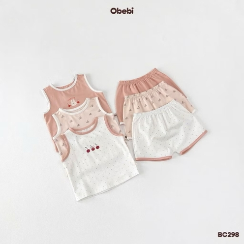 OBEBI - Bộ ba lỗ hoạ tiết cherry(66-110)