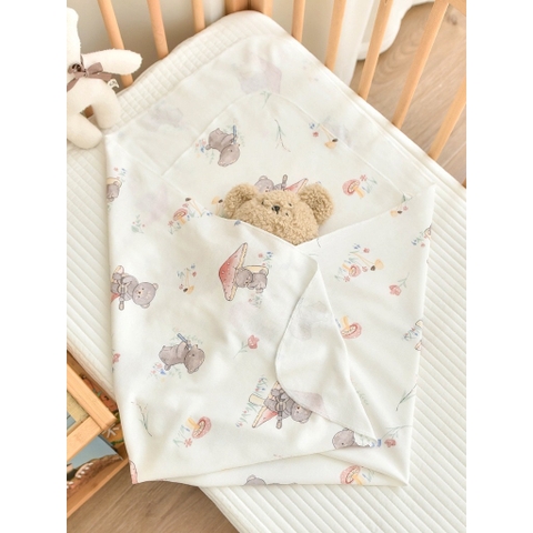 BS - Khăn ủ 1 lớp cotton in hình 100x100cm