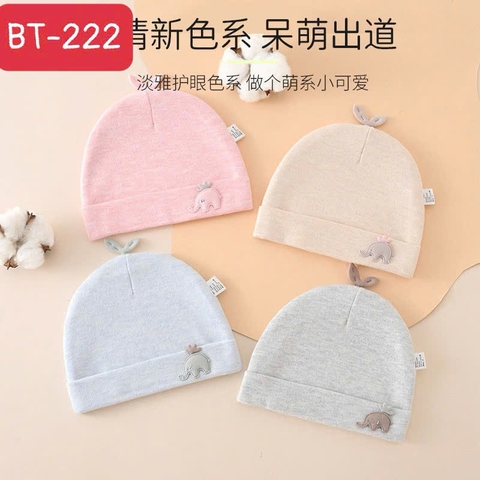 KK - Mũ sơ sinh đính Voi (0-6M)