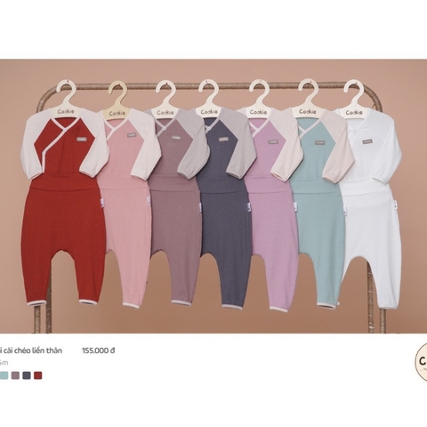 COOKIE SS dài cài chéo liền thân(0-6M)