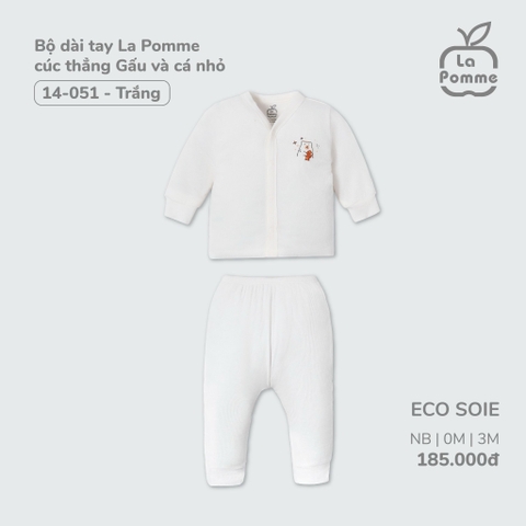LA POMME - Bộ dài tay cúc lệch gấu và cá nhỏ(NB-6M)