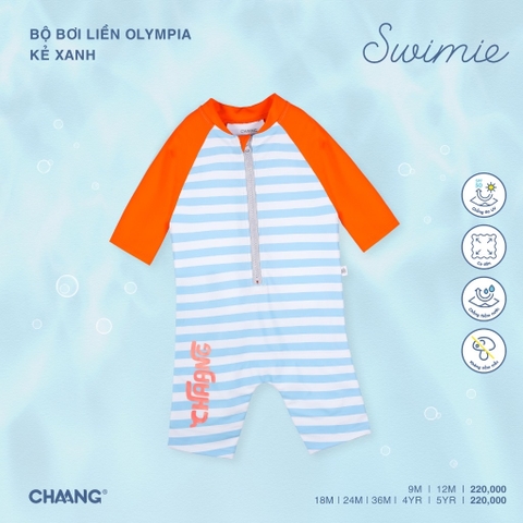 CHAANG - Bộ bơi liền Olympia kẻ xanh(9M-5Y)