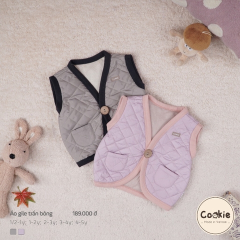 COOKIE Áo Gile chần bông cài giữa(6M-4Y)