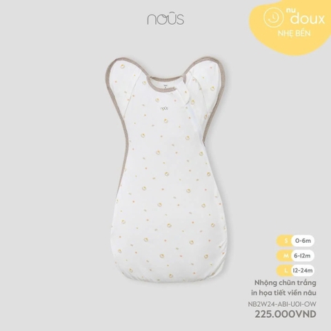 NOUS - Nhộng chũn trắng in hoạ tiết viền nâu