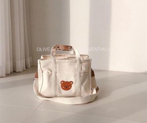 KK - TÚI XÁCH BỈM SỮA MẶT THÊU GẤU