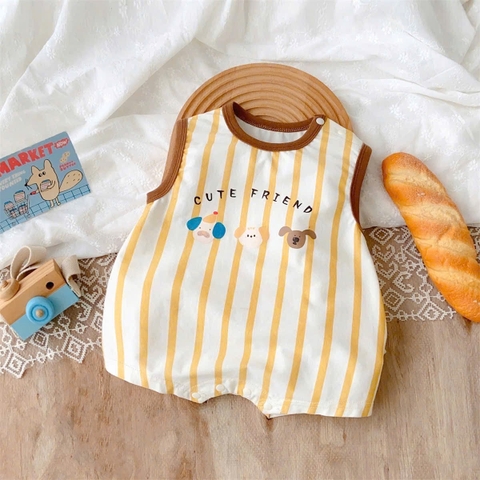 JS - Body sát nách sọc vàng hoạ tiết cún(66-80)