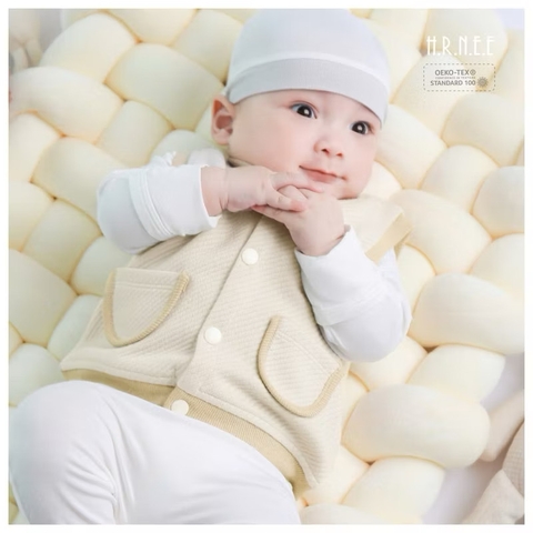 HRNEE - Áo gile cài giữa poly 2 da(0-12M)
