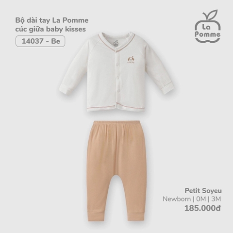 LA POMME Bộ dài tay cúc giữa baby kisses(NB-3M)