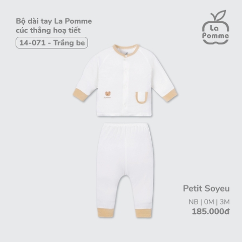 LA POMME - Bộ dài tay cúc thẳng hoạ tiết(0-6M)