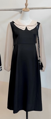 JM Váy đen cổ xếp tơ(M-XL)