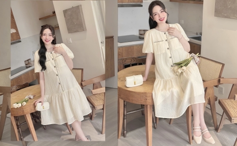 JM - Váy be viền dây đen túi (S-L)