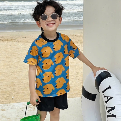 TL - Bộ bơi 2 mảnh áo in hoạ tiết cún vàng(90-120)