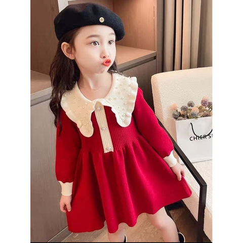 MT Váy len đỏ cổ ngọc(110-150)