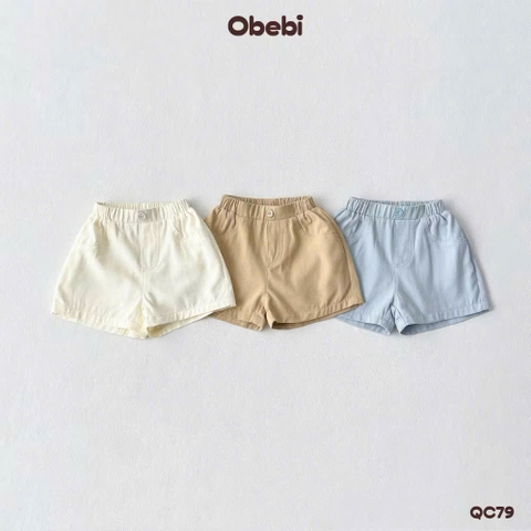 OBEBI - Quần đùi kaki trẻ em thêu OBEBI (73-120)