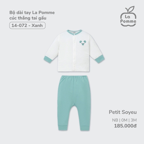 LA POMME - Bộ dài tay cúc thẳng tai gấu(NB-6M)