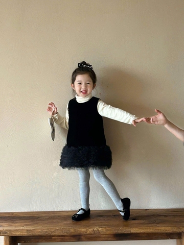 TL - Set áo thun+váy nhung xoè bồng(7-15)