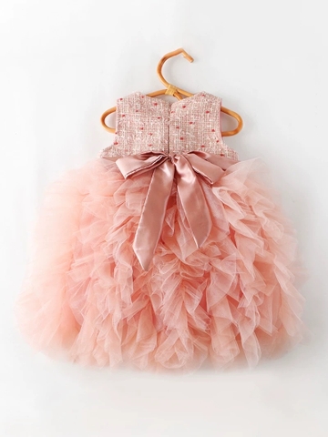 MT Váy hồng tầng đính nơ(5-13)