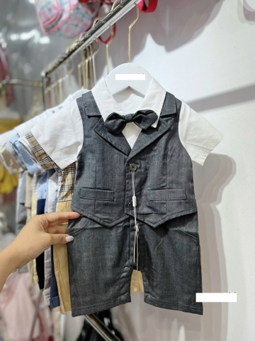 MT - Body công tử xám+nơ(0-18M)