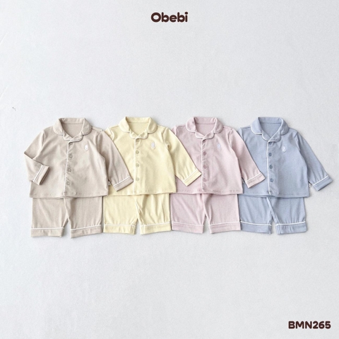 OBEBI - Bộ pyjama thu đông phối viền tinh tế OBEBI (73-120)