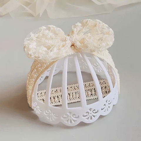 JS - Turban nơ tròn kem ren