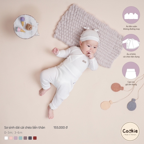 COOKIE SS dài cài chéo liền thân(0-6M)